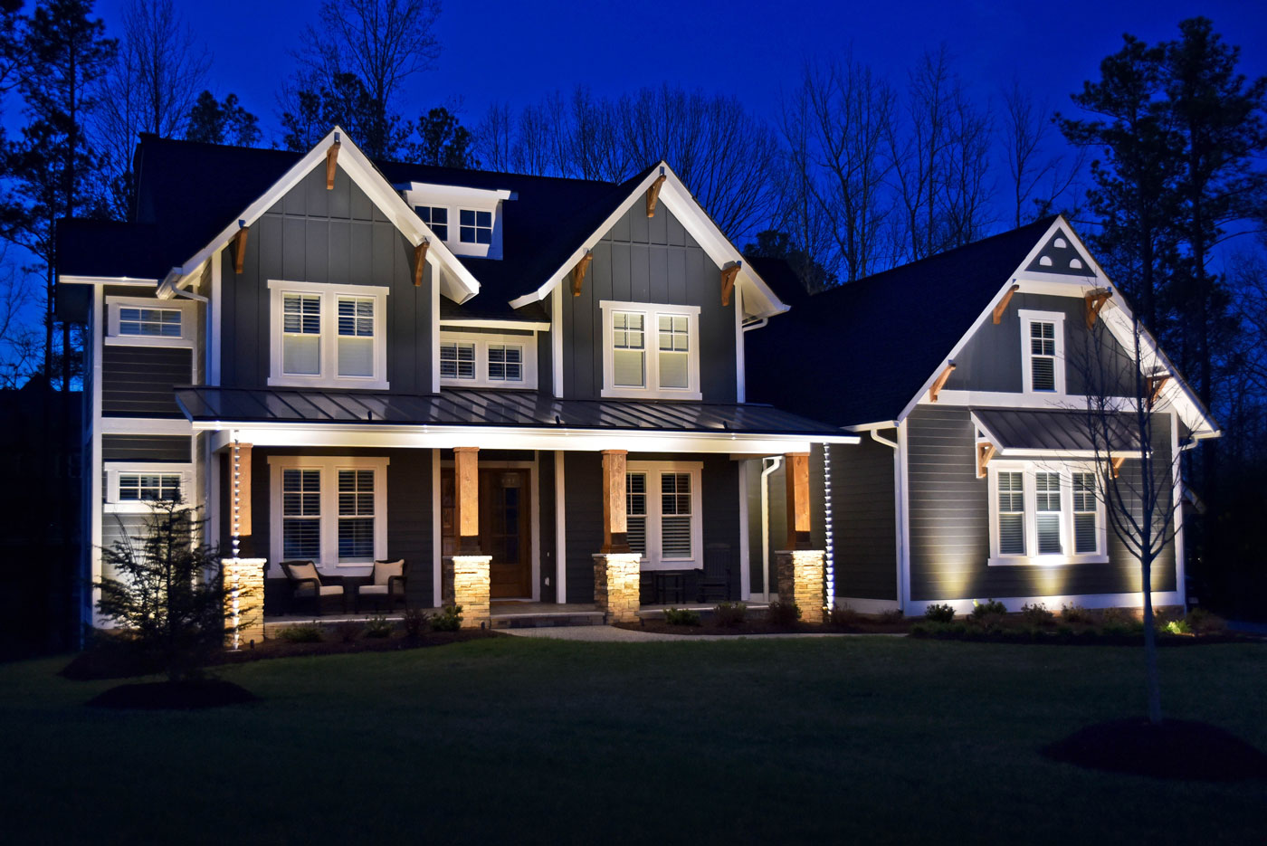 A properly maintained home serviced by Outdoor Lighting Perspectives.